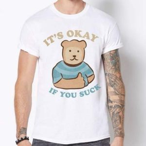 SPENCER’S NWT Graphic Funny Statement Tee It's Okay If You Suck T-Shirt Size M